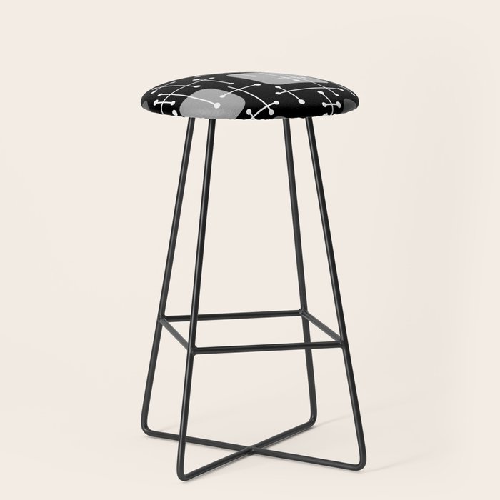 1950s Eames Era Art Crosshairs Black White Stool
