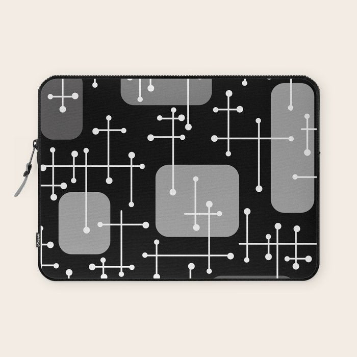 1950s Eames Era Art Crosshairs Black White Laptop Sleeve
