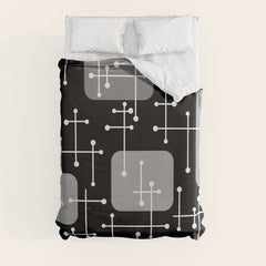 1950s Eames Era Art Crosshairs Black White Duvet Cover