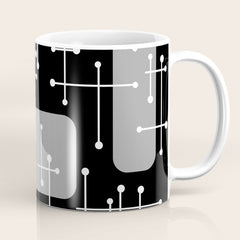1950s Eames Era Art Crosshairs Black White Coffee Mug