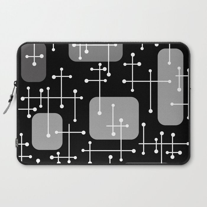 1950s Eames Era Art Crosshairs Black White Laptop Sleeve