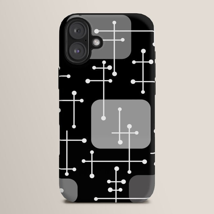 1950s Eames Era Art Crosshairs Black White iPhone Case