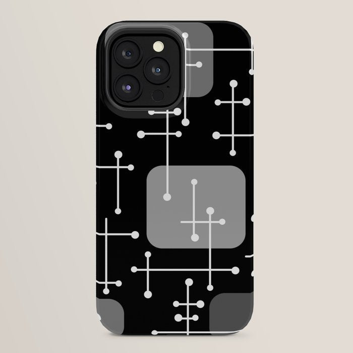 1950s Eames Era Art Crosshairs Black White iPhone Case