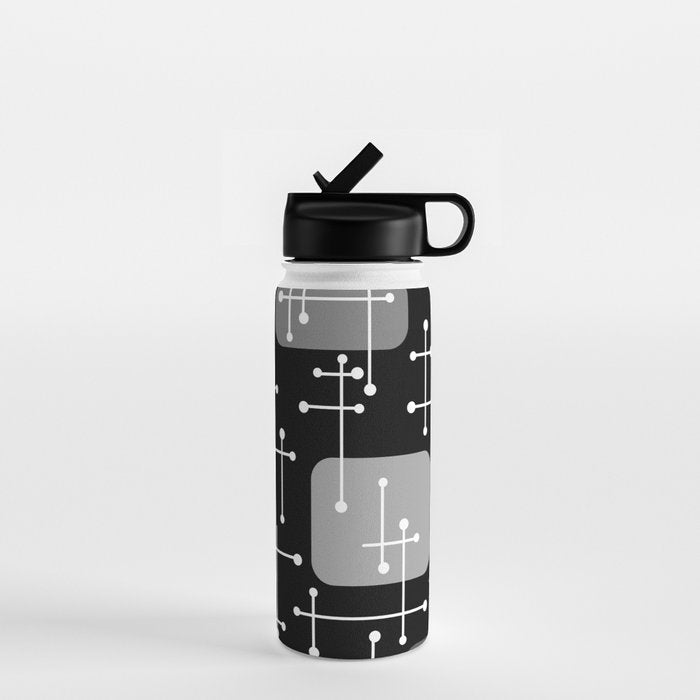 1950s Eames Era Art Crosshairs Black White Water Bottle