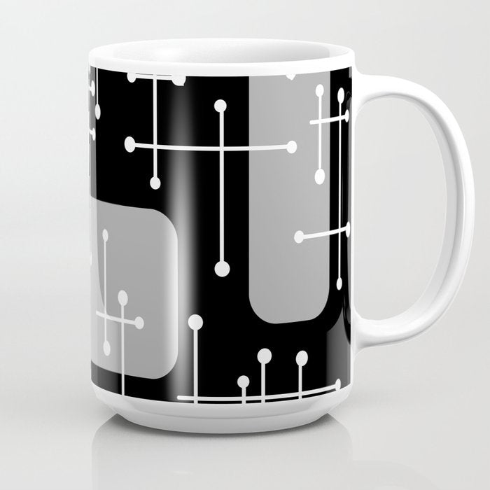 1950s Eames Era Art Crosshairs Black White Coffee Mug