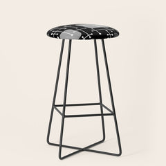 1950s Eames Era Art Crosshairs Black White Stool