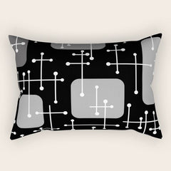 1950s Eames Era Art Crosshairs Black White Rectangular Pillow