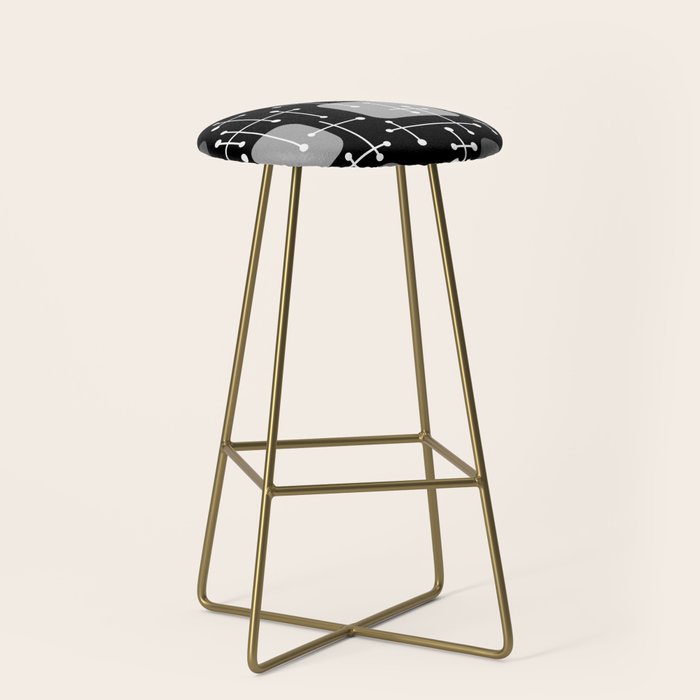 1950s Eames Era Art Crosshairs Black White Stool