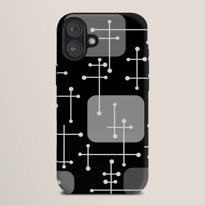 1950s Eames Era Art Crosshairs Black White iPhone Case