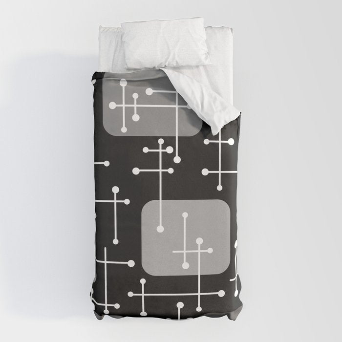 1950s Eames Era Art Crosshairs Black White Duvet Cover