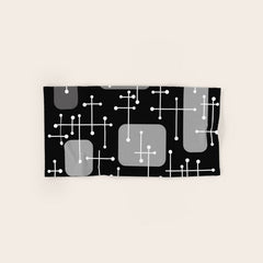 1950s Eames Era Art Crosshairs Black White Bath Towel