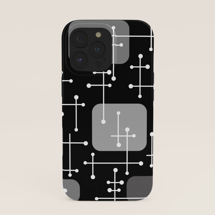 1950s Eames Era Art Crosshairs Black White iPhone Case