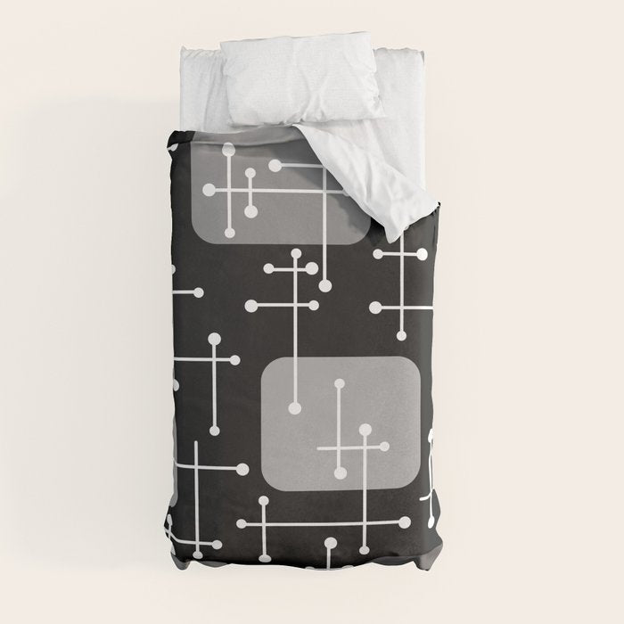 1950s Eames Era Art Crosshairs Black White Duvet Cover