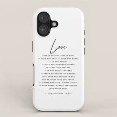 1 Corinthians 13 Love Is Patient Love Is Kind Love Never Fails Bible Verse Print Scripture Christian iPhone Case