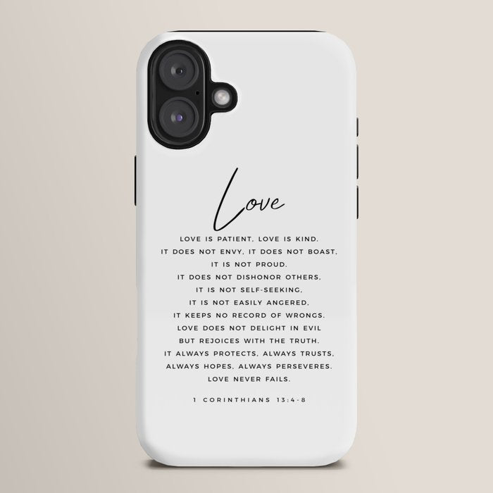 1 Corinthians 13 Love Is Patient Love Is Kind Love Never Fails Bible Verse Print Scripture Christian iPhone Case