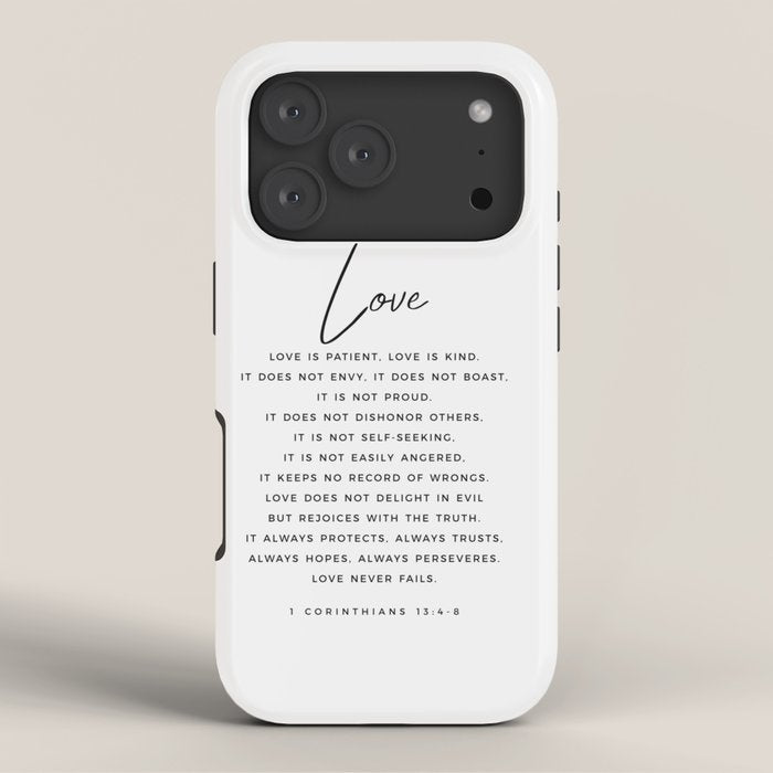 1 Corinthians 13 Love Is Patient Love Is Kind Love Never Fails Bible Verse Print Scripture Christian iPhone Case