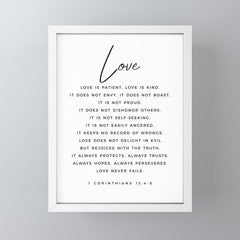 1 Corinthians 13 Love Is Patient Love Is Kind Love Never Fails Bible Verse Print Scripture Christian Mini Art Print