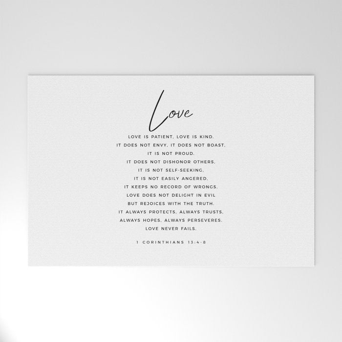 1 Corinthians 13 Love Is Patient Love Is Kind Love Never Fails Bible Verse Print Scripture Christian Welcome Mat