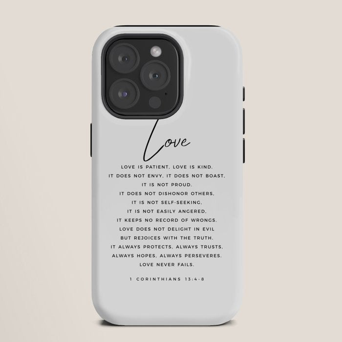 1 Corinthians 13 Love Is Patient Love Is Kind Love Never Fails Bible Verse Print Scripture Christian iPhone Case