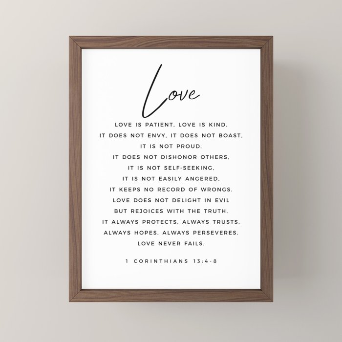 1 Corinthians 13 Love Is Patient Love Is Kind Love Never Fails Bible Verse Print Scripture Christian Mini Art Print