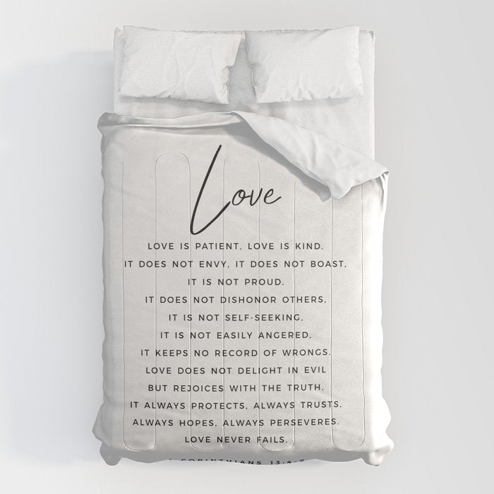 1 Corinthians 13 Love Is Patient Love Is Kind Love Never Fails Bible Verse Print Scripture Christian Comforter