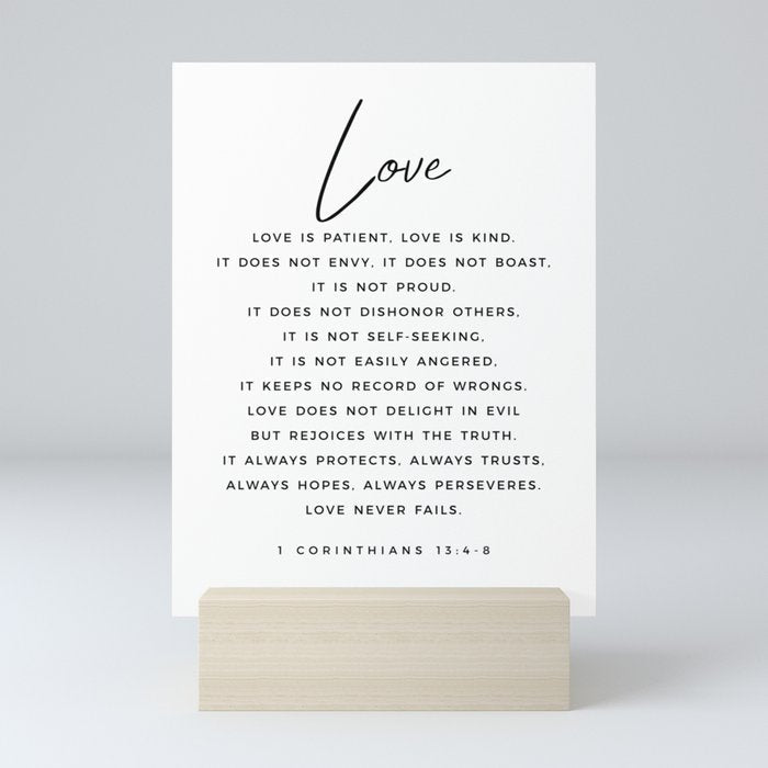 1 Corinthians 13 Love Is Patient Love Is Kind Love Never Fails Bible Verse Print Scripture Christian Mini Art Print