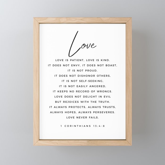 1 Corinthians 13 Love Is Patient Love Is Kind Love Never Fails Bible Verse Print Scripture Christian Mini Art Print