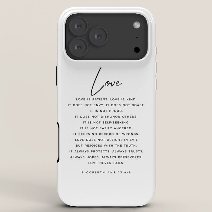 1 Corinthians 13 Love Is Patient Love Is Kind Love Never Fails Bible Verse Print Scripture Christian iPhone Case