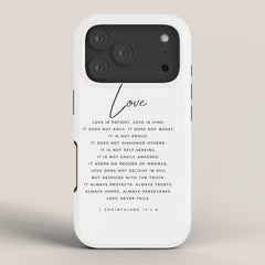 1 Corinthians 13 Love Is Patient Love Is Kind Love Never Fails Bible Verse Print Scripture Christian iPhone Case