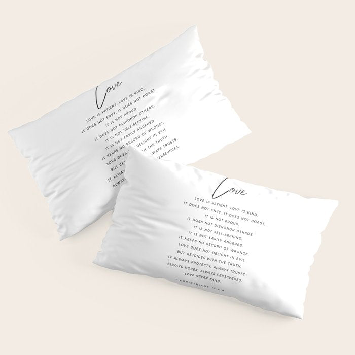 1 Corinthians 13 Love Is Patient Love Is Kind Love Never Fails Bible Verse Print Scripture Christian Pillow Sham