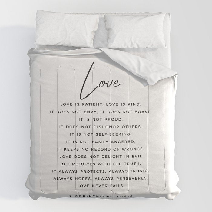 1 Corinthians 13 Love Is Patient Love Is Kind Love Never Fails Bible Verse Print Scripture Christian Comforter