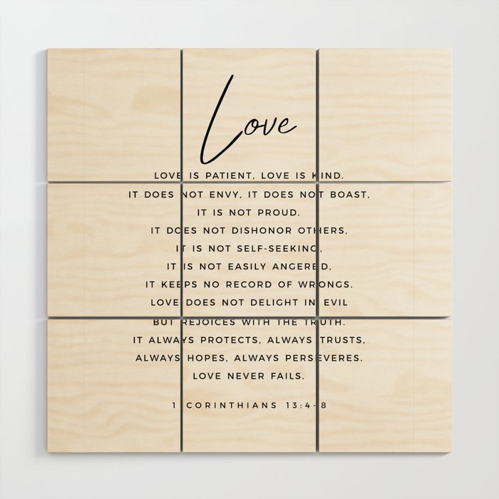 1 Corinthians 13 Love Is Patient Love Is Kind Love Never Fails Bible Verse Print Scripture Christian Wood Wall Art