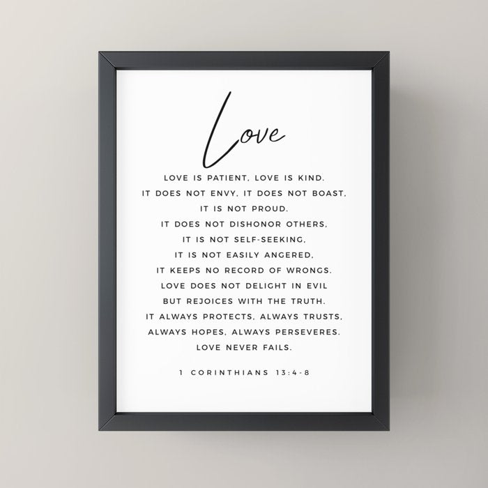 1 Corinthians 13 Love Is Patient Love Is Kind Love Never Fails Bible Verse Print Scripture Christian Mini Art Print