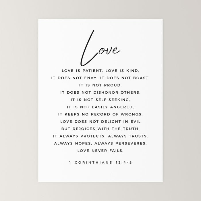 1 Corinthians 13 Love Is Patient Love Is Kind Love Never Fails Bible Verse Print Scripture Christian Mini Art Print