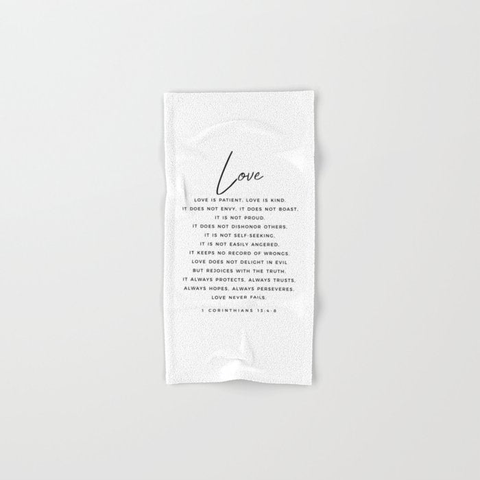 1 Corinthians 13 Love Is Patient Love Is Kind Love Never Fails Bible Verse Print Scripture Christian Bath Towel