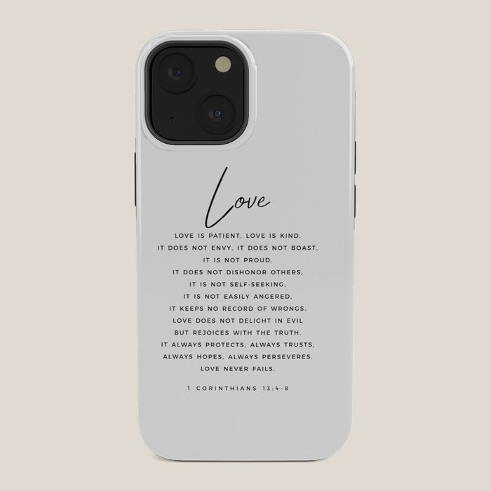 1 Corinthians 13 Love Is Patient Love Is Kind Love Never Fails Bible Verse Print Scripture Christian iPhone Case
