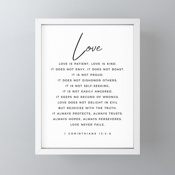 1 Corinthians 13 Love Is Patient Love Is Kind Love Never Fails Bible Verse Print Scripture Christian Mini Art Print