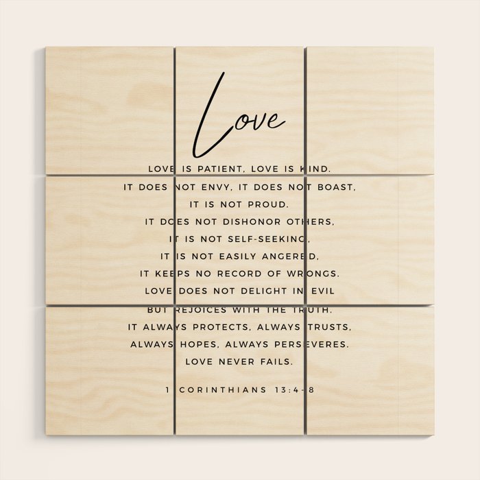 1 Corinthians 13 Love Is Patient Love Is Kind Love Never Fails Bible Verse Print Scripture Christian Wood Wall Art