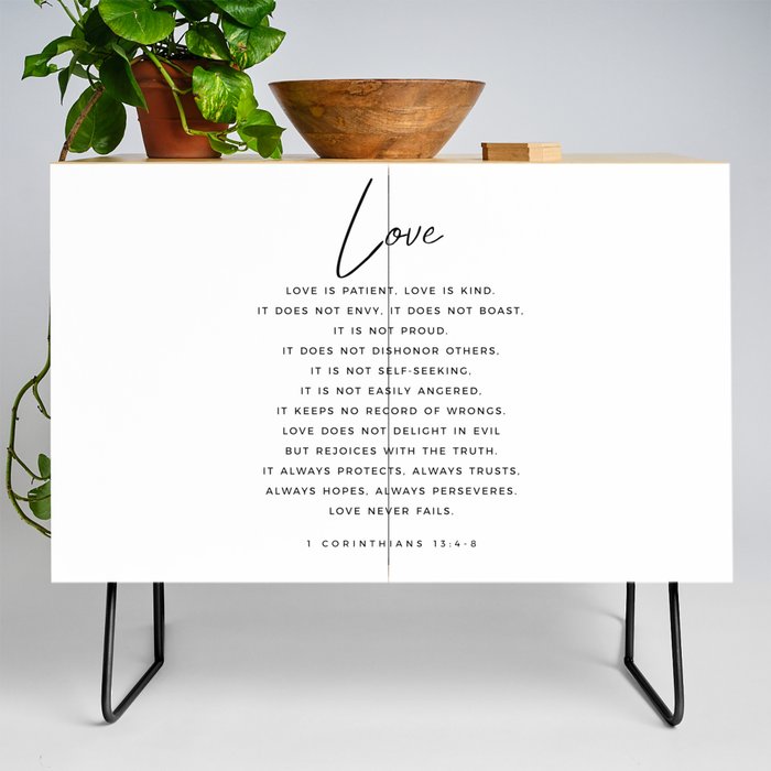 1 Corinthians 13 Love Is Patient Love Is Kind Love Never Fails Bible Verse Print Scripture Christian Credenza