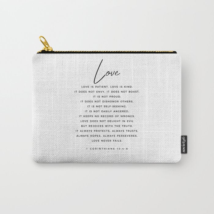 1 Corinthians 13 Love Is Patient Love Is Kind Love Never Fails Bible Verse Print Scripture Christian Carry All Pouch