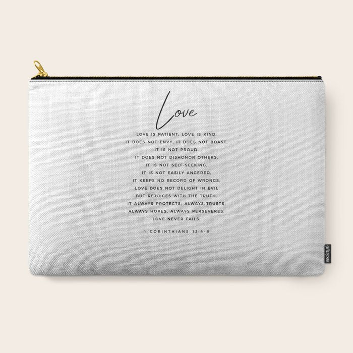 1 Corinthians 13 Love Is Patient Love Is Kind Love Never Fails Bible Verse Print Scripture Christian Carry All Pouch