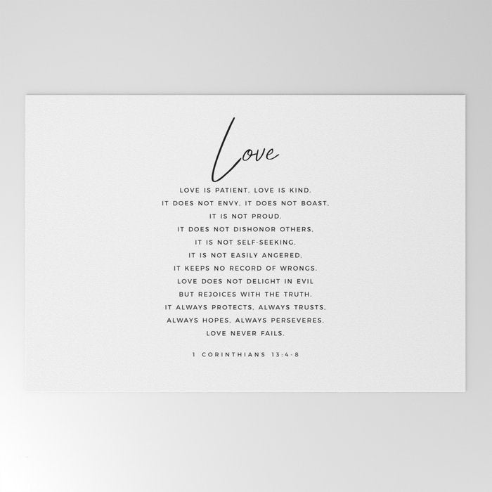 1 Corinthians 13 Love Is Patient Love Is Kind Love Never Fails Bible Verse Print Scripture Christian Welcome Mat