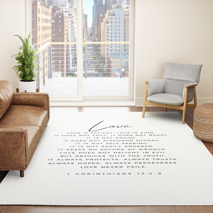 1 Corinthians 13 Love Is Patient Love Is Kind Love Never Fails Bible Verse Print Scripture Christian Rug