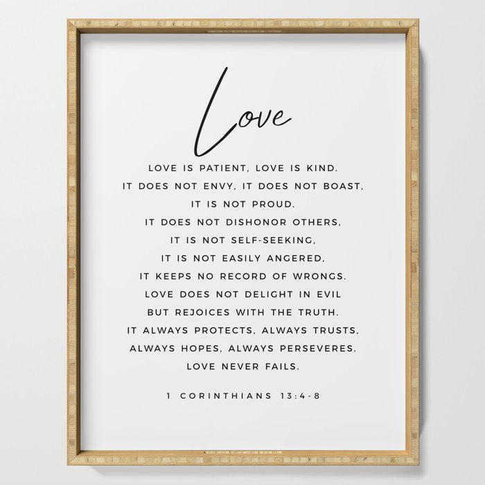 1 Corinthians 13 Love Is Patient Love Is Kind Love Never Fails Bible Verse Print Scripture Christian Serving Tray