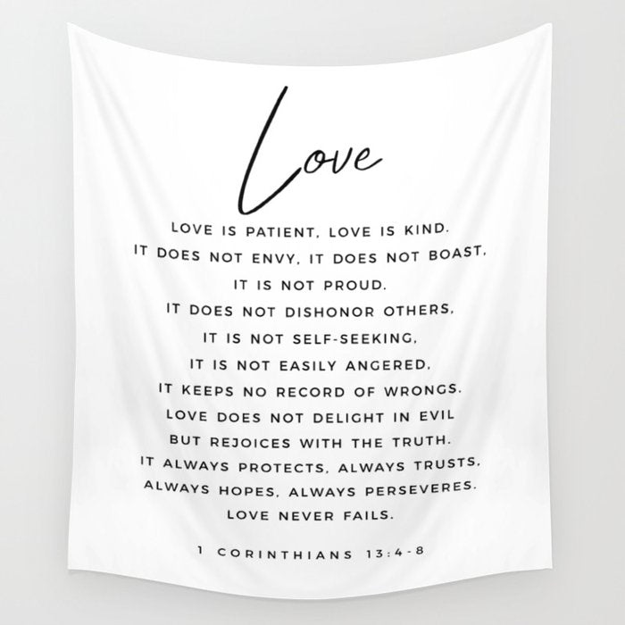 1 Corinthians 13 Love Is Patient Love Is Kind Love Never Fails Bible Verse Print Scripture Christian Wall Tapestry