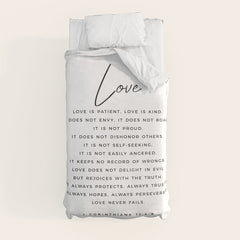 1 Corinthians 13 Love Is Patient Love Is Kind Love Never Fails Bible Verse Print Scripture Christian Duvet Cover