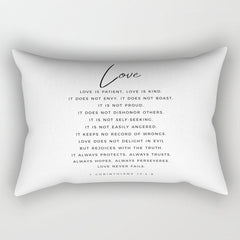1 Corinthians 13 Love Is Patient Love Is Kind Love Never Fails Bible Verse Print Scripture Christian Rectangular Pillow