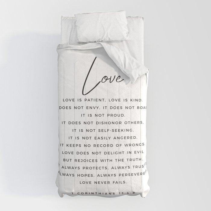 1 Corinthians 13 Love Is Patient Love Is Kind Love Never Fails Bible Verse Print Scripture Christian Comforter