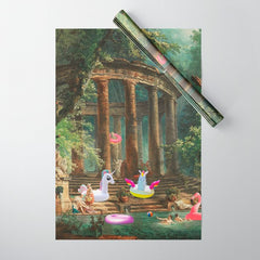 18th Century Pool Party Wrapping Paper