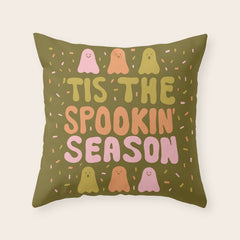 Tis the Spookin Season in Green Throw Pillow